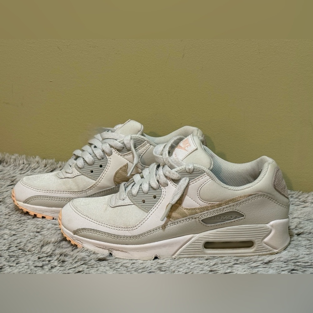 Nike Women's Air Max White and Tan Sneakers